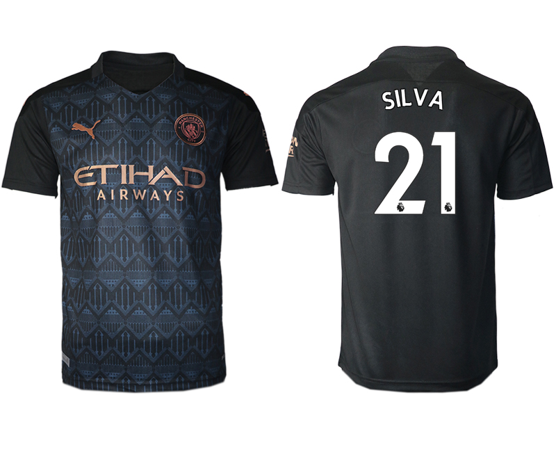 Men 2020-2021 club Manchester City away aaa version #21 black Soccer Jerseys->manchester city jersey->Soccer Club Jersey